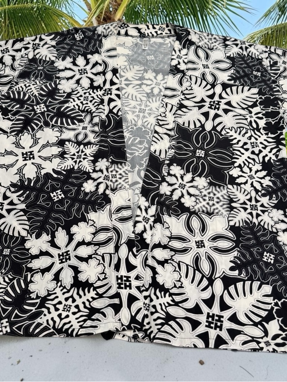 Hawaii's Finest Womens Sz M Kimono Open Cardigan Polynesian Floral Print Wrap - Picture 8 of 14